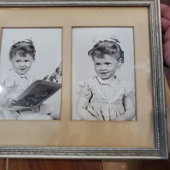 Vintage 1940s Little Girl Reading Book Photo Shoot Framed Photographs 5 Pictures
